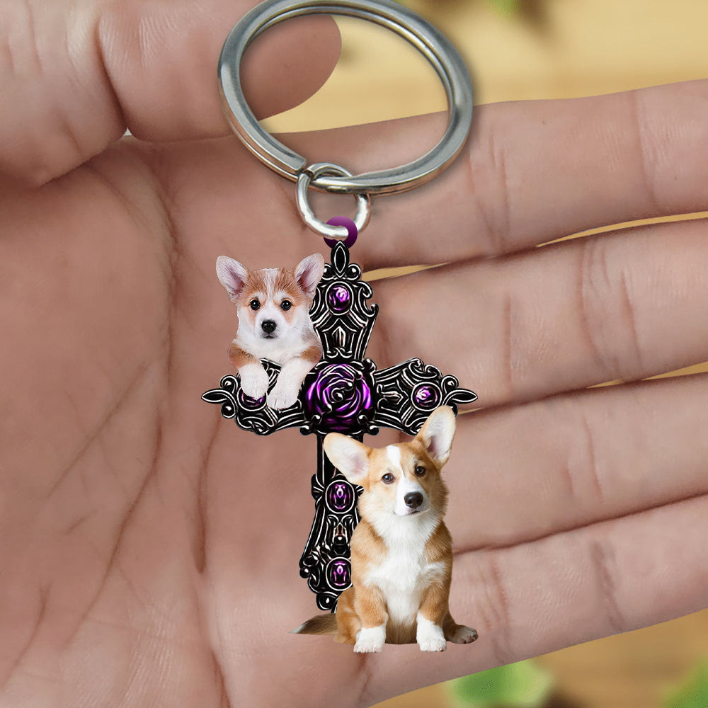 Corgi Pray For God Acrylic Keychain Dog Keychain Coolspod