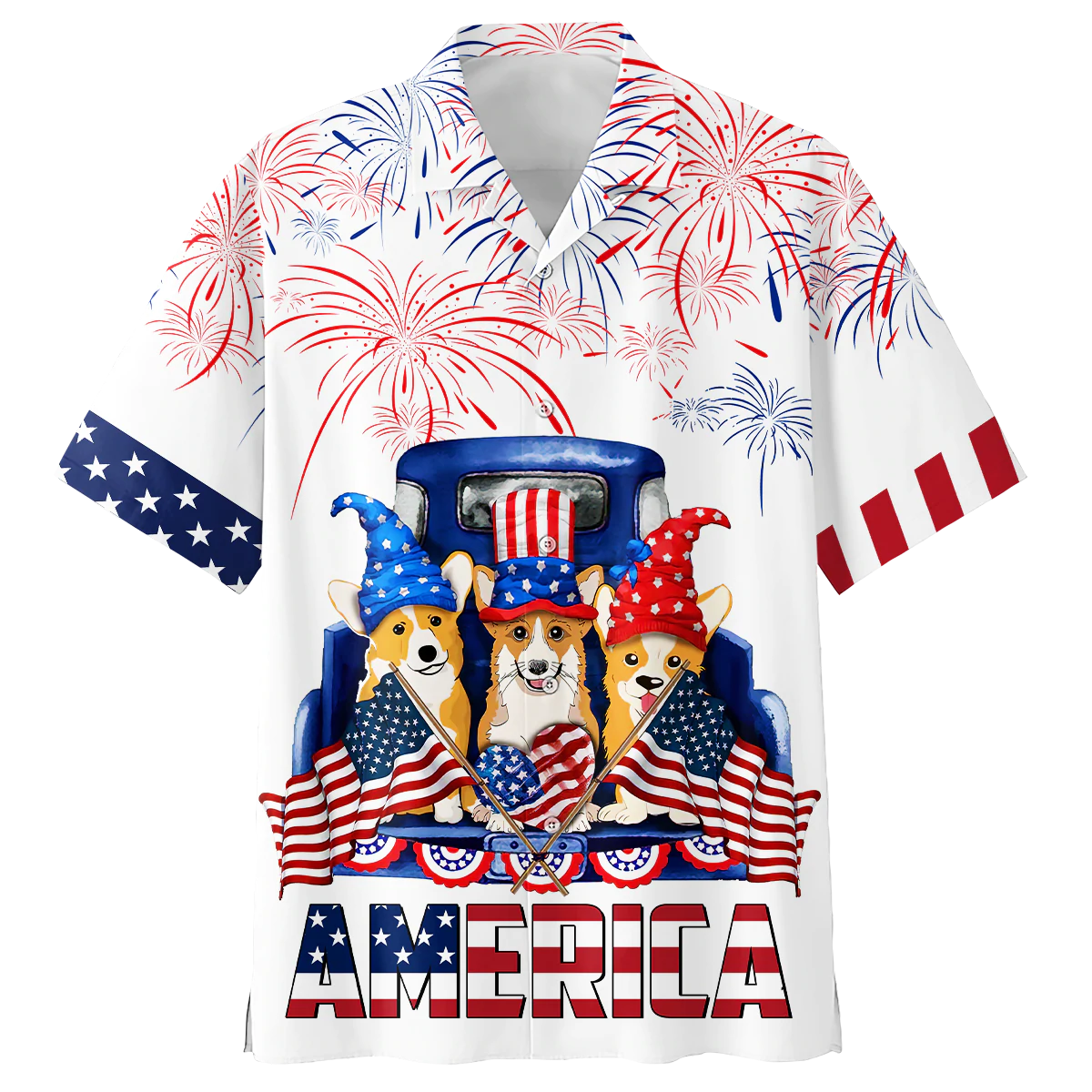 Corgi 4th of july hawaiian shirt- Independence Day hawaiian shirt/ USA Patriotic Hawaiian Shirt
