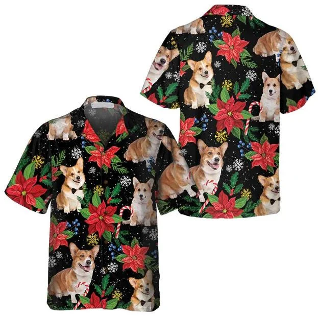 Corgi With Christmas Plants Hawaiian Shirt Gift For Dog Owners