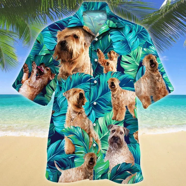 Curious Soft Coated Wheaten Terrier Dog Lovers Hawaiian Shirt