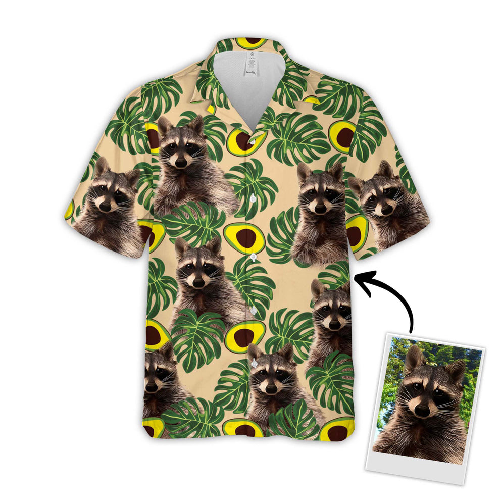 Custom Avocado & Leaves Pattern Short-Sleeve Hawaiian Shirt/ Lemon Zest Color Shirt/ Summer Gift for Dog Lover