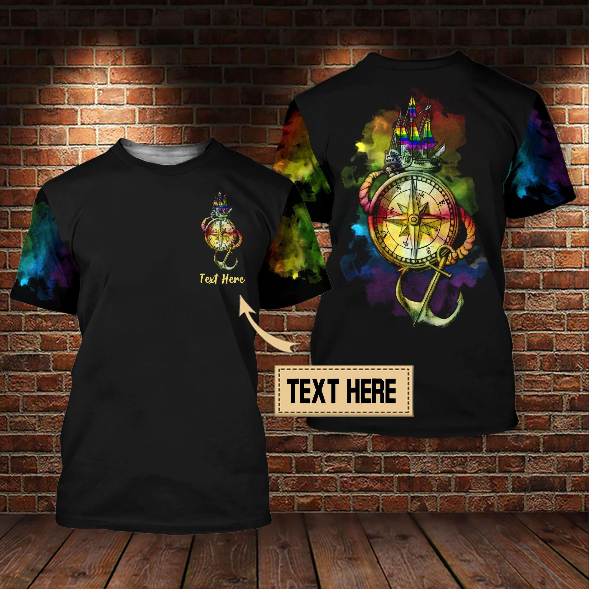 Custom LGBT Shirt Compass And Anchor 3D All Over Printed Shirts For LGBT Community/ Gift For LGBT