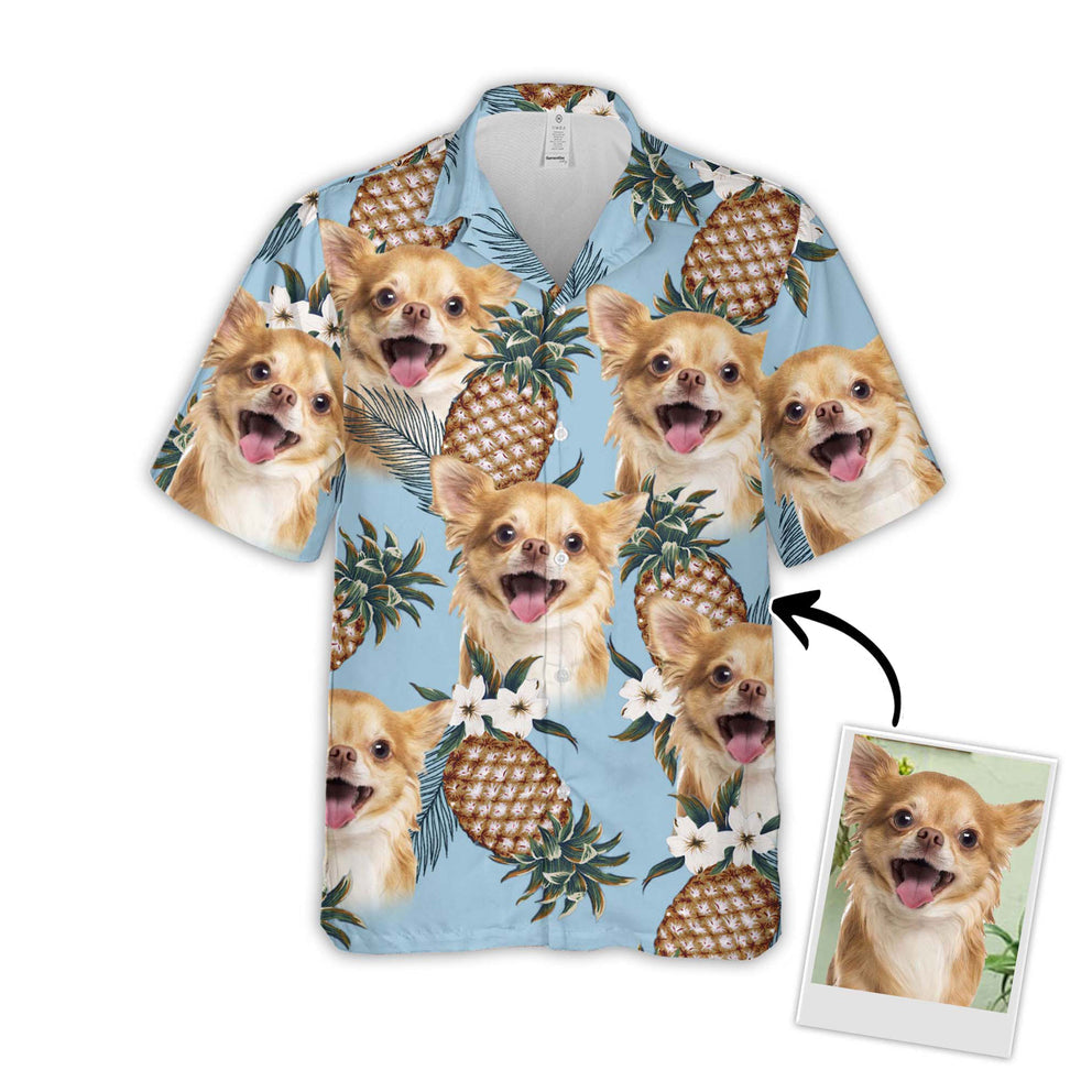 Custom Image Pet Pineapple Pattern Short-Sleeve Hawaiian Shirt/ Dog Hawaiian shirt For Men/ Women