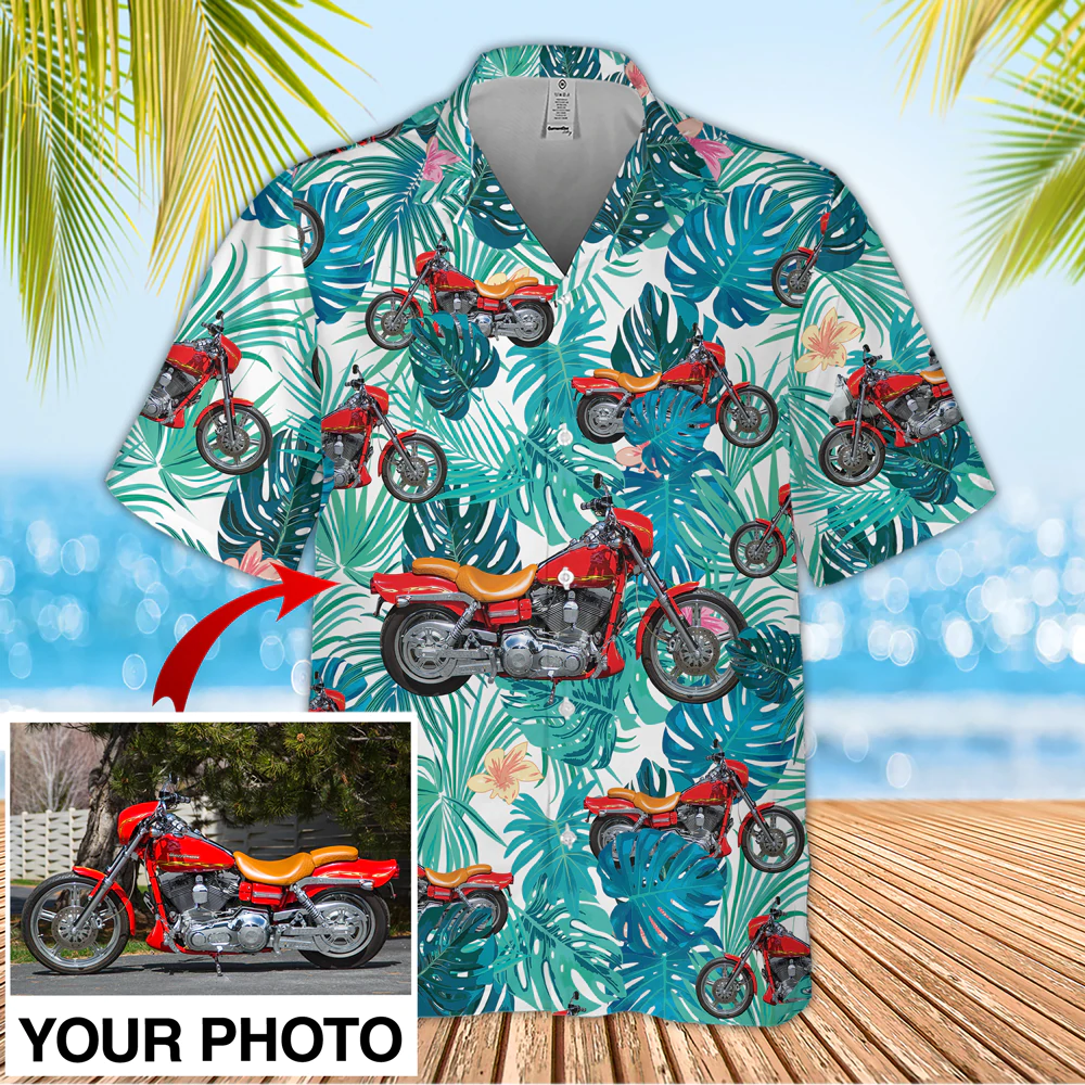 Custom Seamless Biker Hawaiian Shirt/ moto biker aloha shirt for men/ Hawaii shirt woman