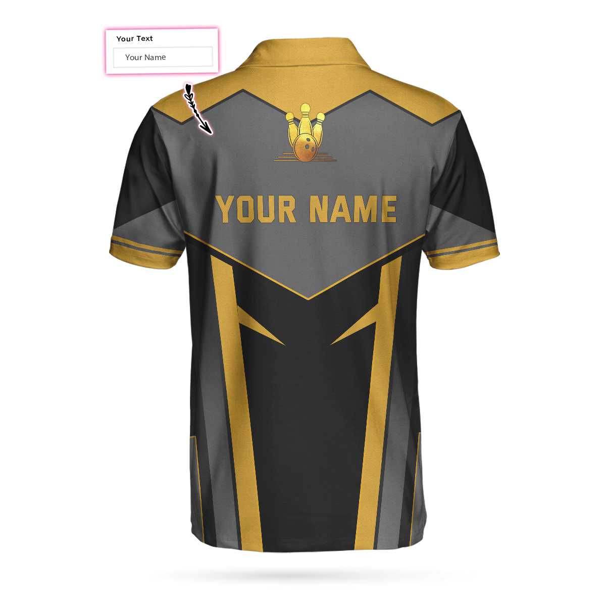 Custom Team Name Golden Bowling Custom Polo Shirt/ Personalized Bowling Shirt With Name/ Custom Bowling Gift Coolspod