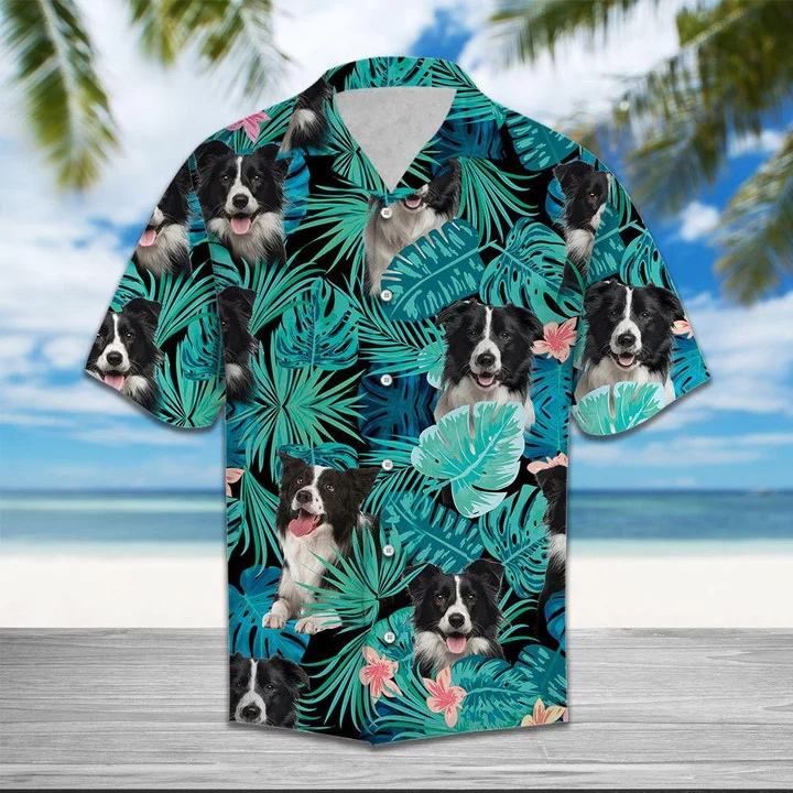 Border Collie Dog Hawaiian Shirt/ Tropical Clothing For Pet Lovers/ Gift Ideas For Dog Lovers