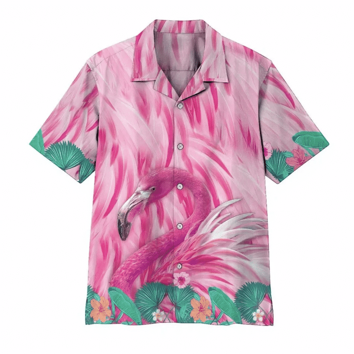 Cute Pink Flamingo Hawaiian Shirt/ Flamingo Hawaiian Shirt/ Aloha Shirt For Men/ Funny Flamingo Beach Shirt