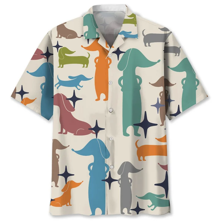 Dachshund vintage Hawaiian Shirt/ Hawaiian shirt for men/ Summer gift for Dog lovers