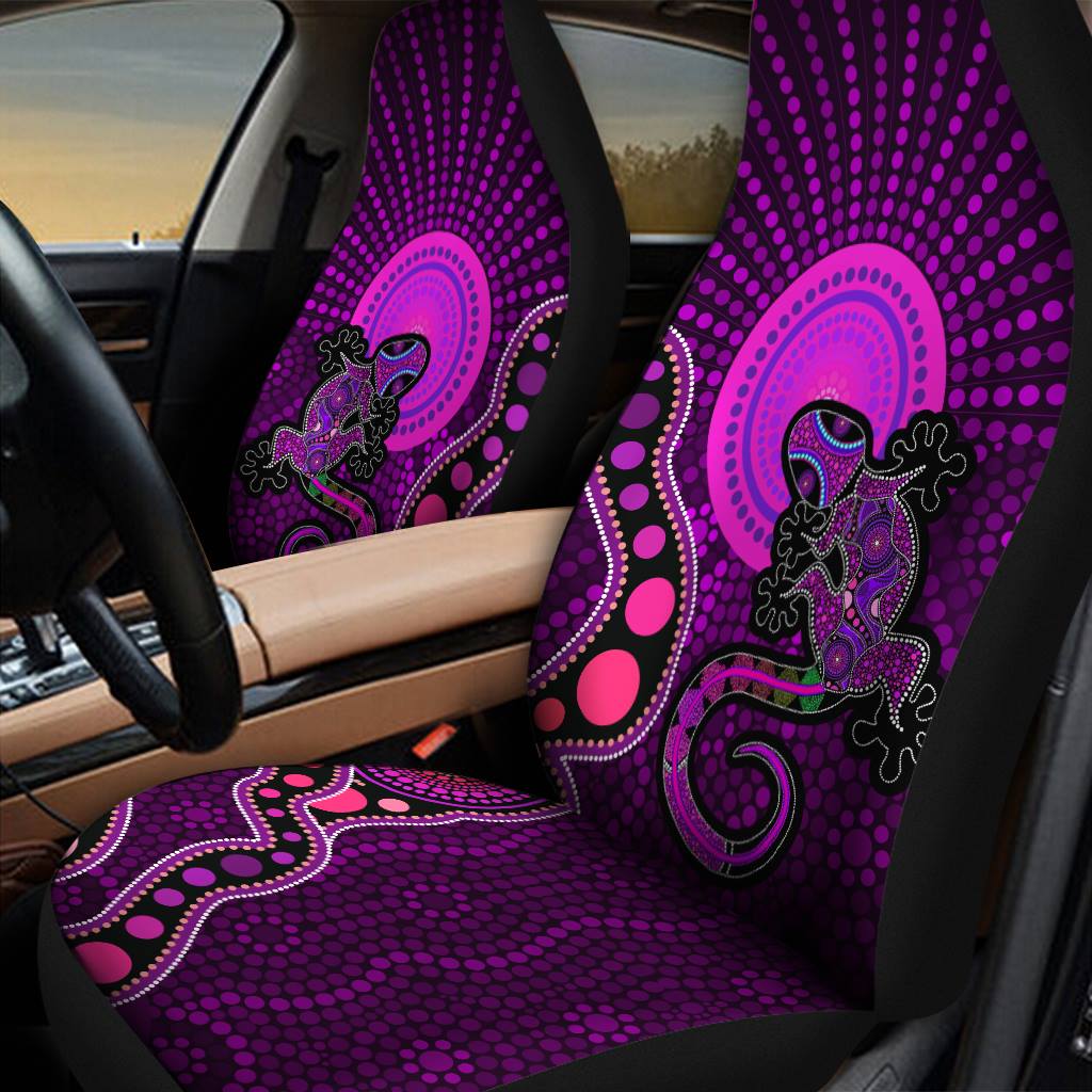 3D All Over Print Front Car Seat Cover/ Aboriginal Purple The Lizard And The Sun Car Seat Covers