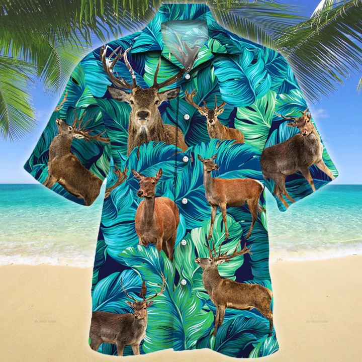 Deer Lovers Hawaiian Shirt/ Tropical Deer Men Hawaiian Shirts