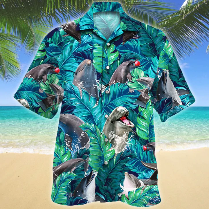 Dolphin Hawaiian Shirt/ Animal Hawaiian Shirt Men/ women/ Gift for Dolphin lovers