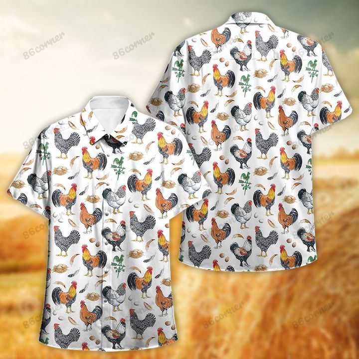 Domestic Chicken Hawaii Shirt/ Summer aloha shirt/ Gift for summer