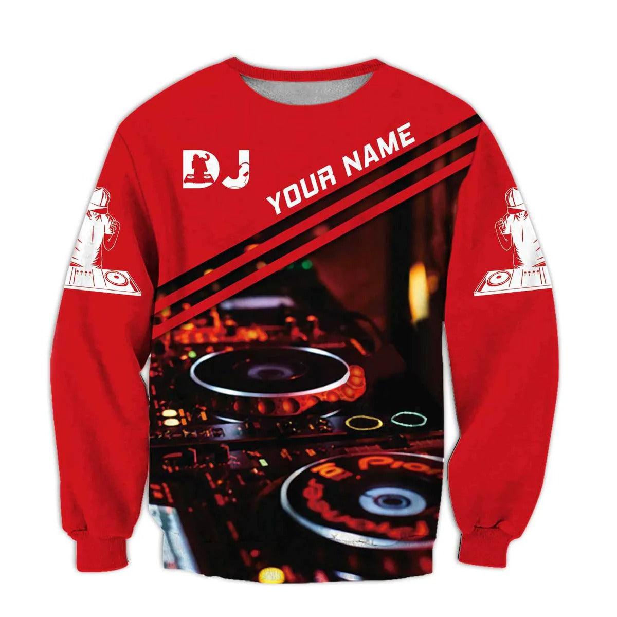 Personalized Red DJ Premium Hoodie For Men Women/ DJ 3D Full Print Sweat Shirt/ DJ Clothing