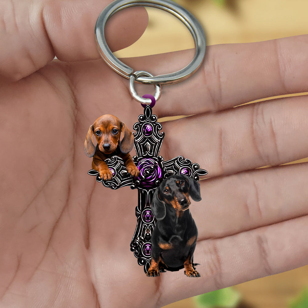 Dachshund Pray For God Acrylic Keychain Dog Keychain Coolspod