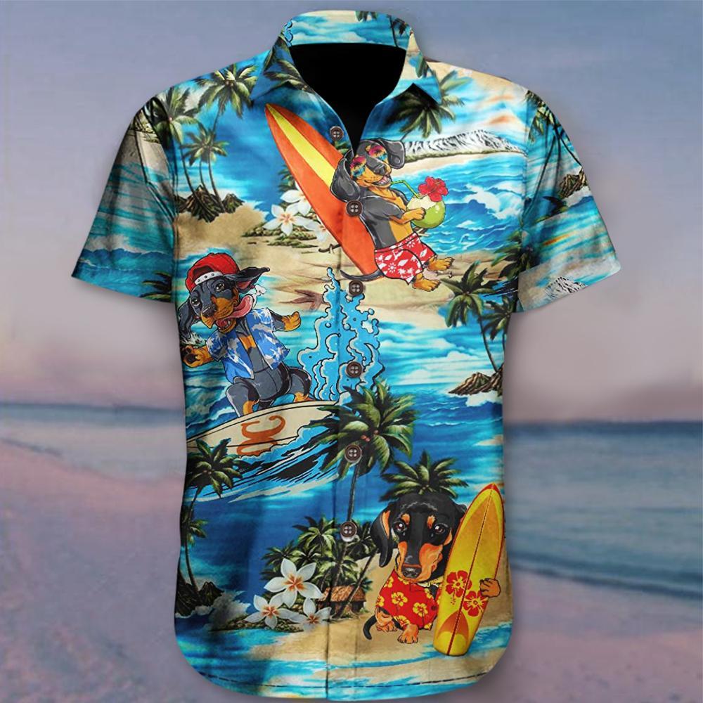 Dachshund Aloha Hawaiian Shirts/ Dog Hawaiian shirt For Men/ Women