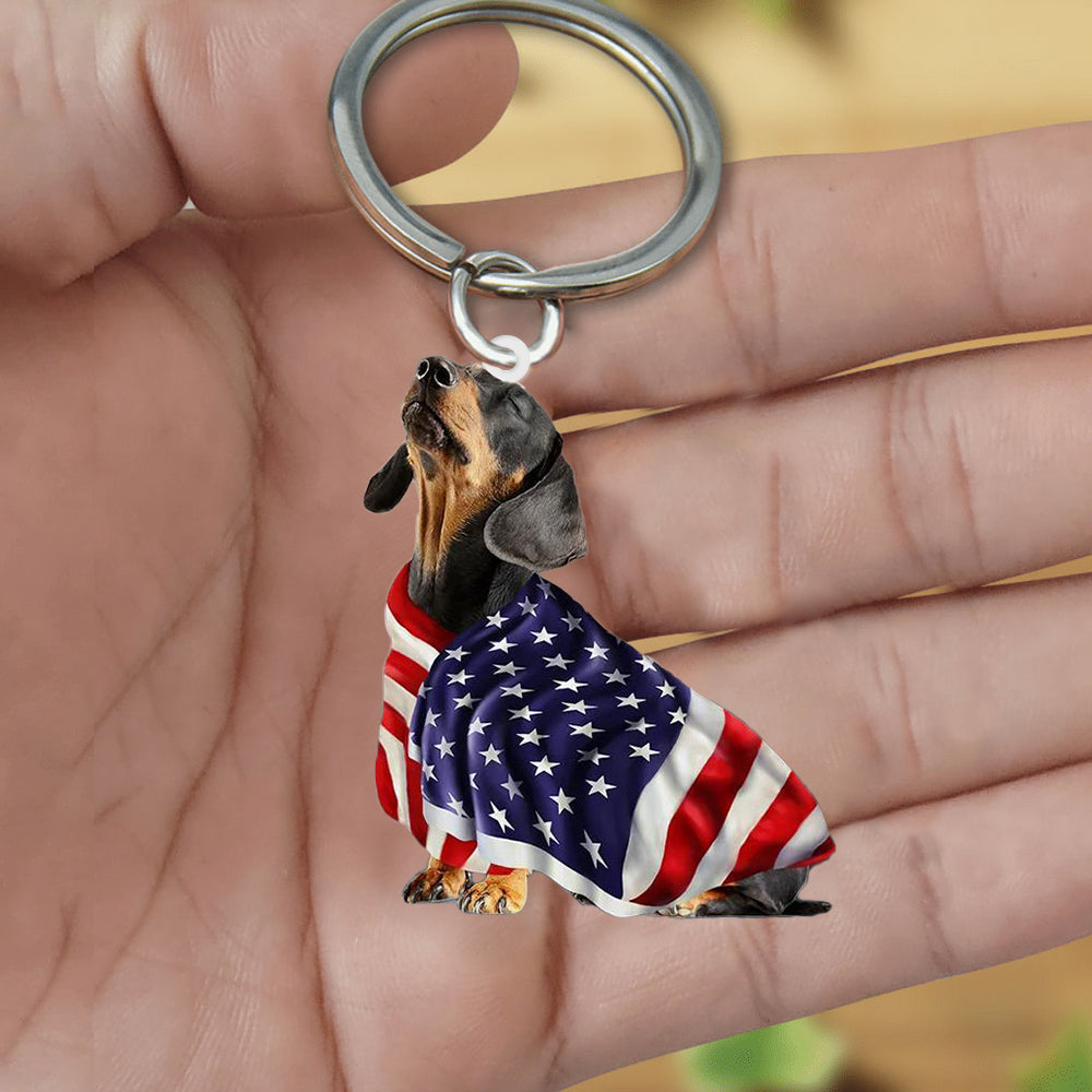 Dachshund American Patriot Flag Acrylic Keychain