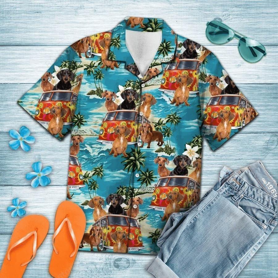 Dachshund Beach Retro Aloha Hawaiian shirt For Men/ Women