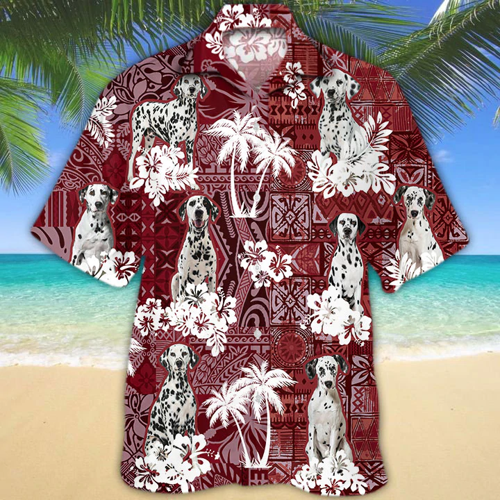 Dalmatian Red Hawaiian Shirt/ Gift for Dog Lover Shirts/ Animal Summer Shirts/ Hawaiian Shirt Men