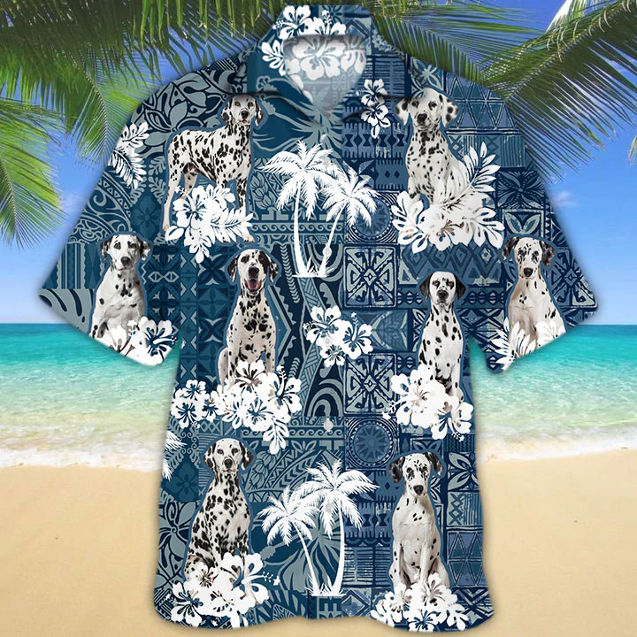 Dalmatian Hawaiian Shirt/ Hawaiian shirt vintage/ Dalmatian Flowers Aloha Shirt For Dog Lovers