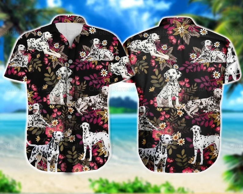 Dalmatian Hawaiian Shirt/ Dalmatian Vintage Shirt/ Dalmatian Dog Shirt/ Dalmatian Hawaii Shirt