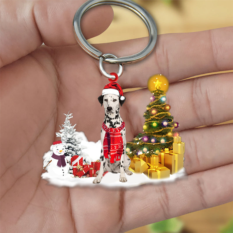 Dalmatian Early Merry Christmas Acrylic Keychain Dog Keychain