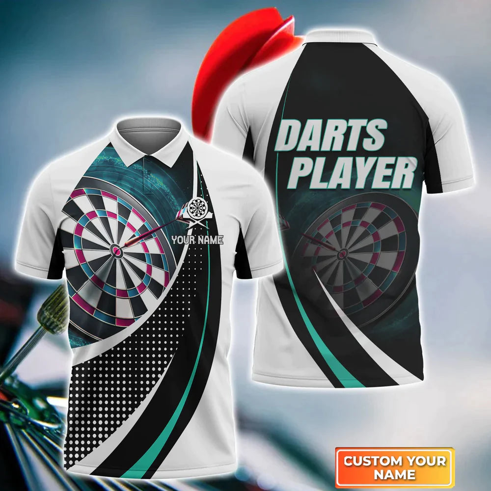Dartboard Personalized Name 3D Polo Shirt For Darts Player/ Dart Men''s polo Shirt/ Dart Team Shirts