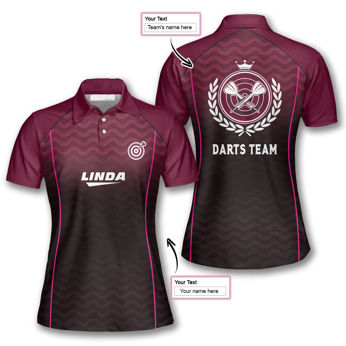 Interlaced Pattern Custom Darts Shirts for Women/ Dart Polo Shirt