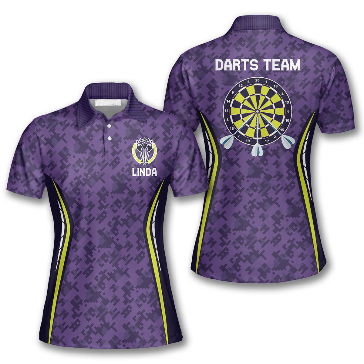 3D All Over Print Purple Lego Pattern Custom Darts Shirts for Women/ Dart Polo Shirt