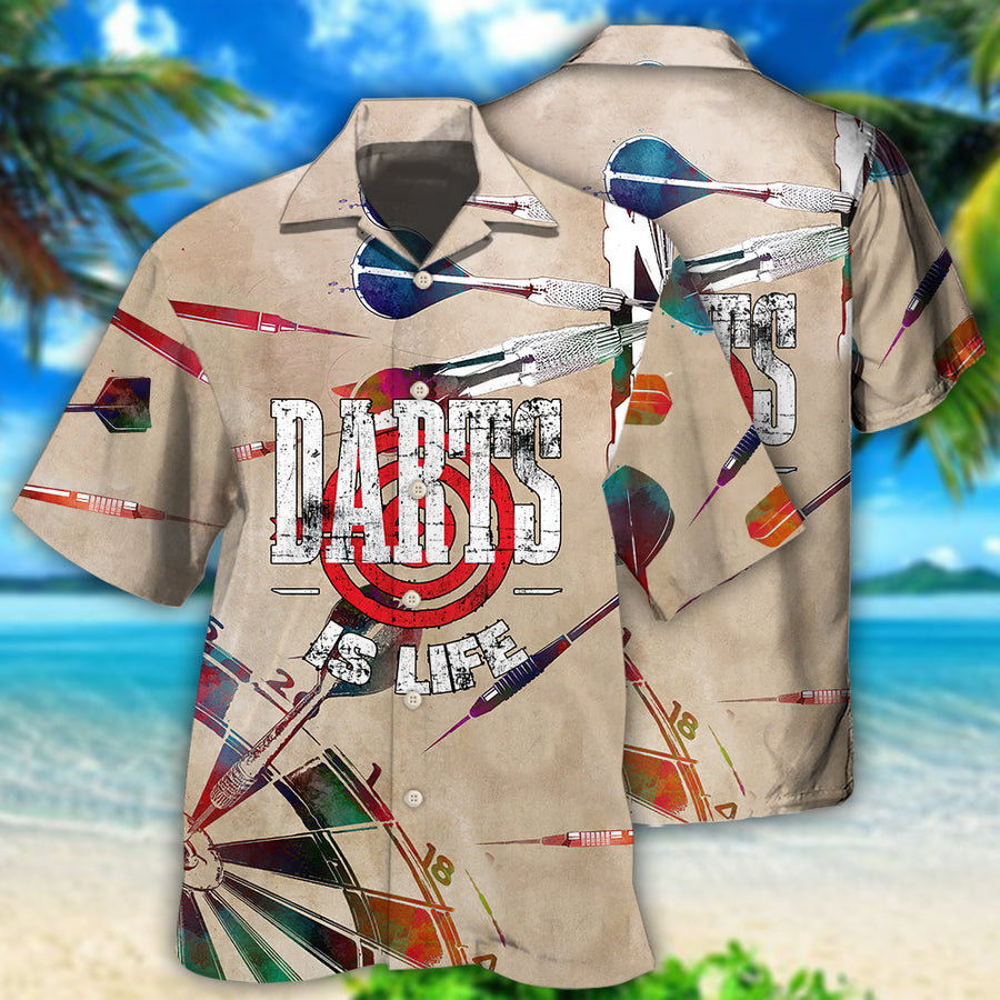 3D All Over Print Dart Hawaiian Shirt/ Funny Dart Is Life Vintage 3D Shirt/ Dart Gift