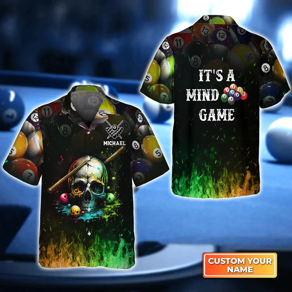 Dead Stroke Skull Billiard On Fire Personalized Name Hawaiian Shirt