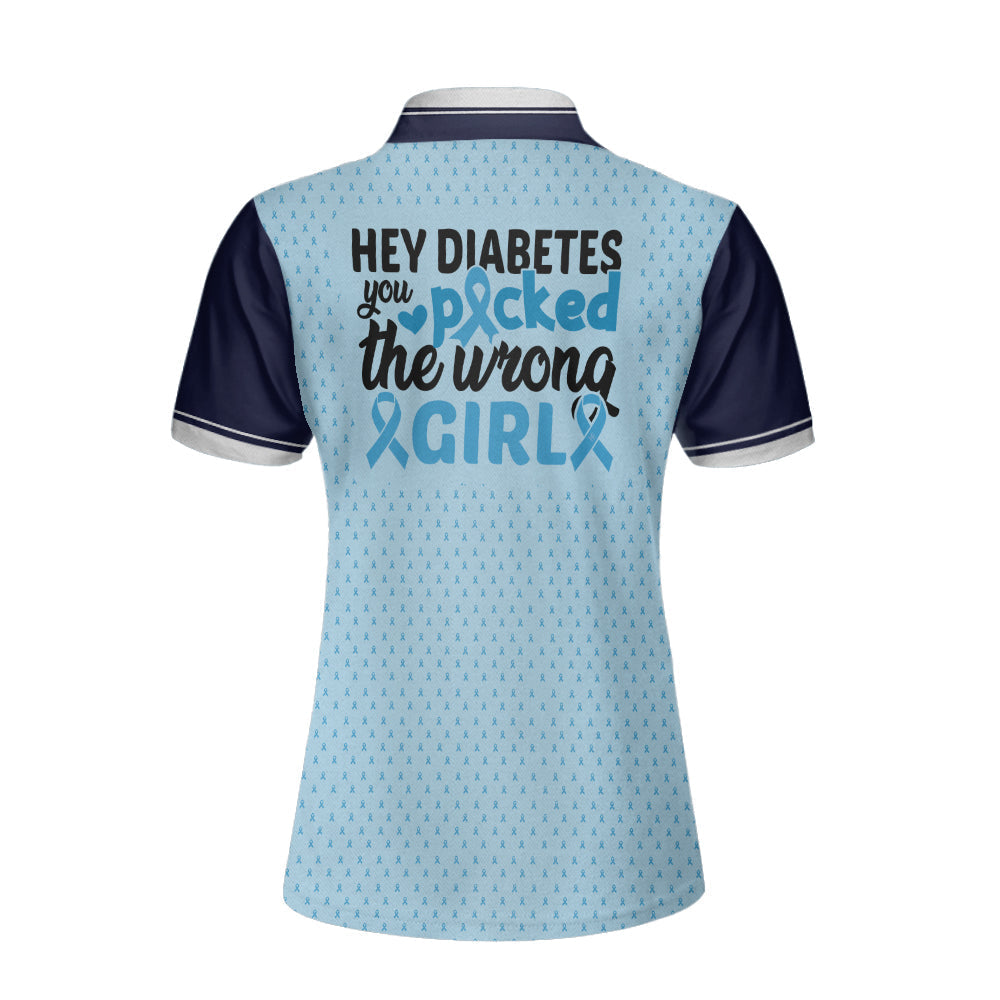 Diabetes Picked The Wrong Girl Diabetes Awareness Short Sleeve Women Polo Shirt/ Diabetes Polo Shirt For Women/ Cool Diabetes Support Gift Coolspod