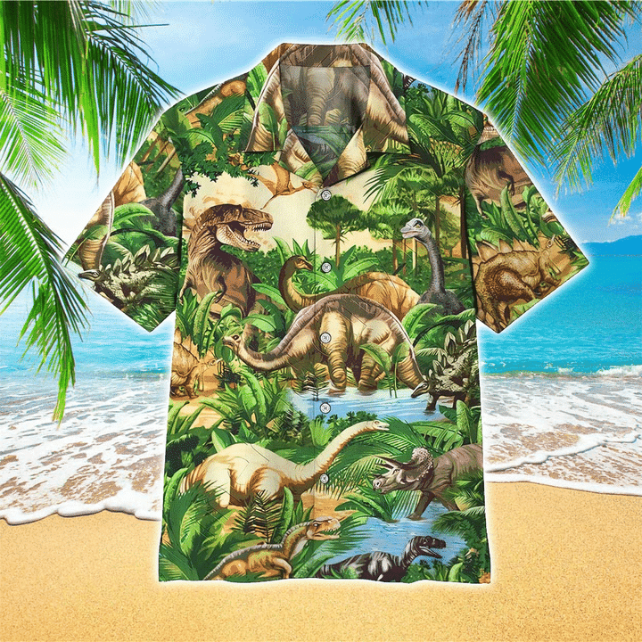 Dinosaurs Terrier Aloha Hawaii Shirt/ Perfect Hawaiian Shirt For Dinosaurs Lover