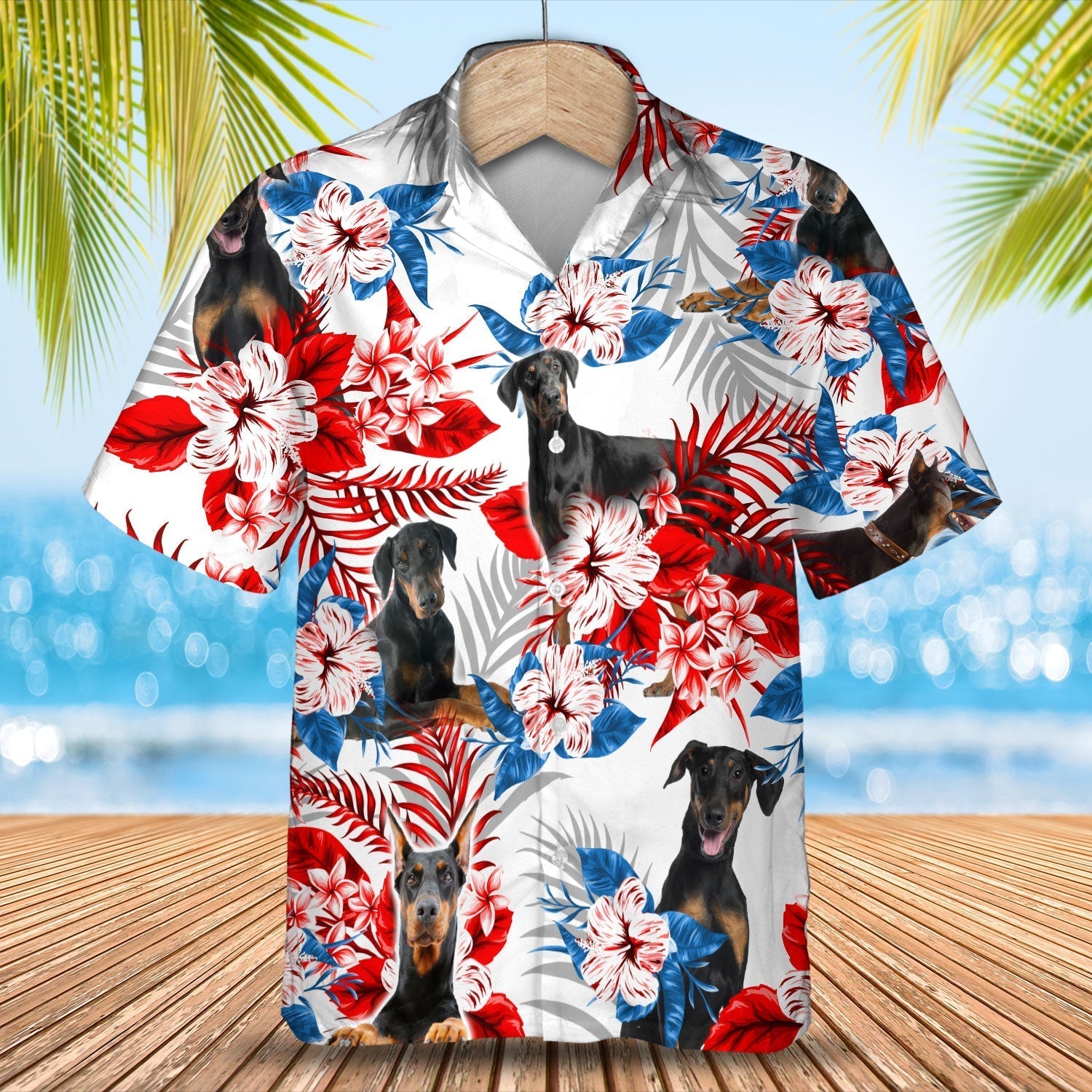 Doberman Pinscher Hawaiian Shirt - Summer aloha shirt/ Hawaiian shirt for Men and women