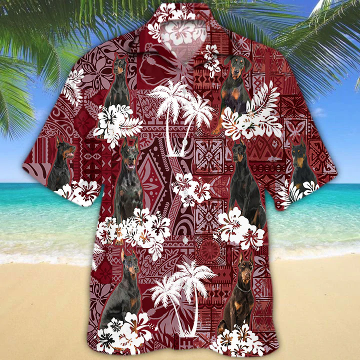 Doberman Pinscher Hawaiian Shirt/ Gift for Dog Lover Shirts/ Animal Summer Shirts/ Hawaiian Shirt Men