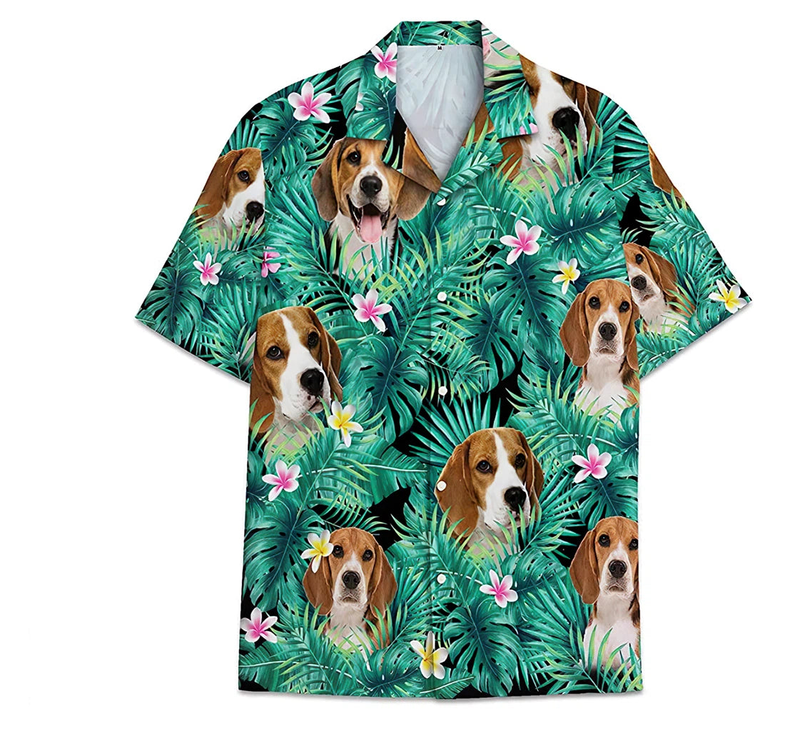 Dog Beagle Pattern Short Tall Hawaiian Shirt/ Button Up Aloha Shirt For Men/ Women