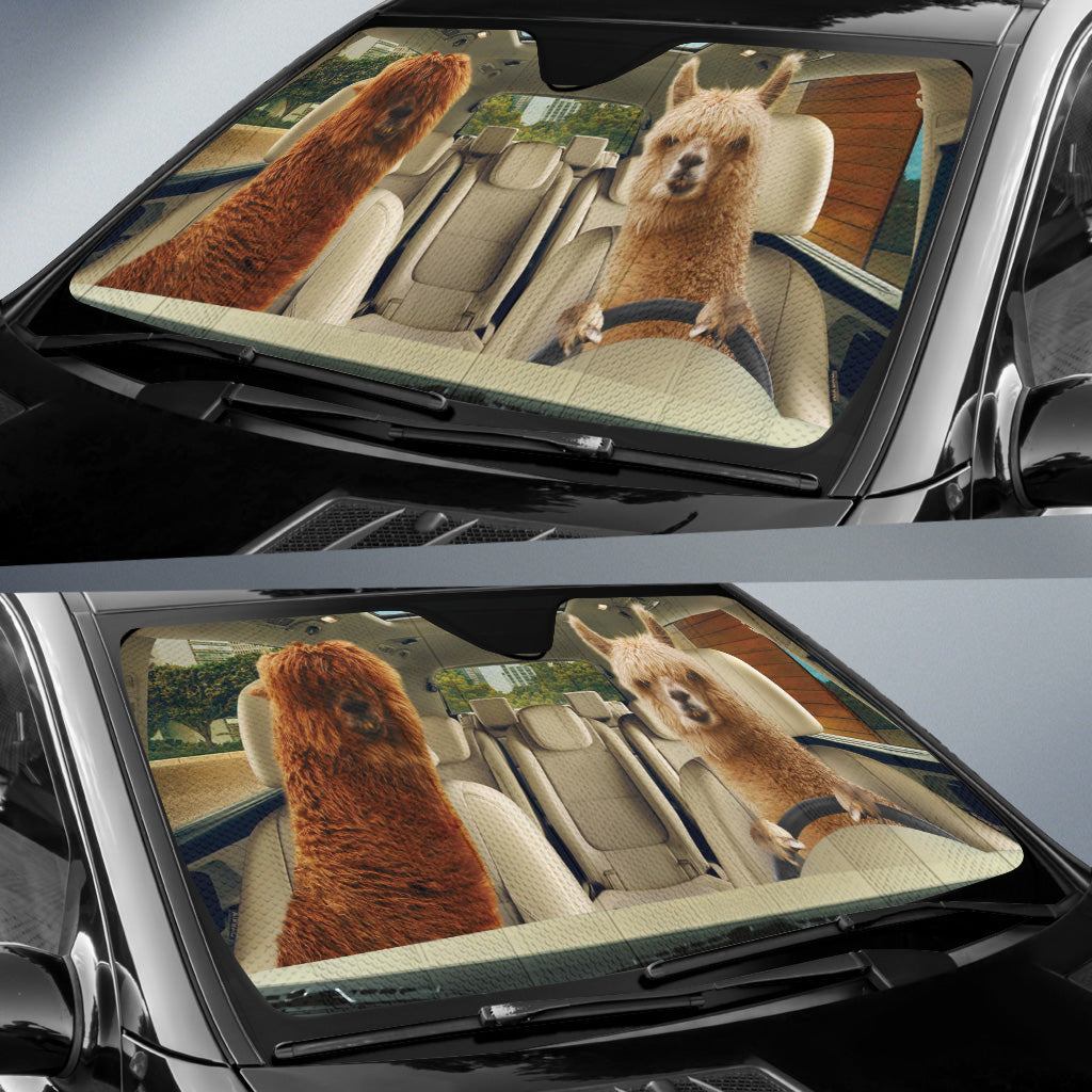 Driving Alpacas All Over Printed 3D Sun Shade/ Car Sunshade Windshield