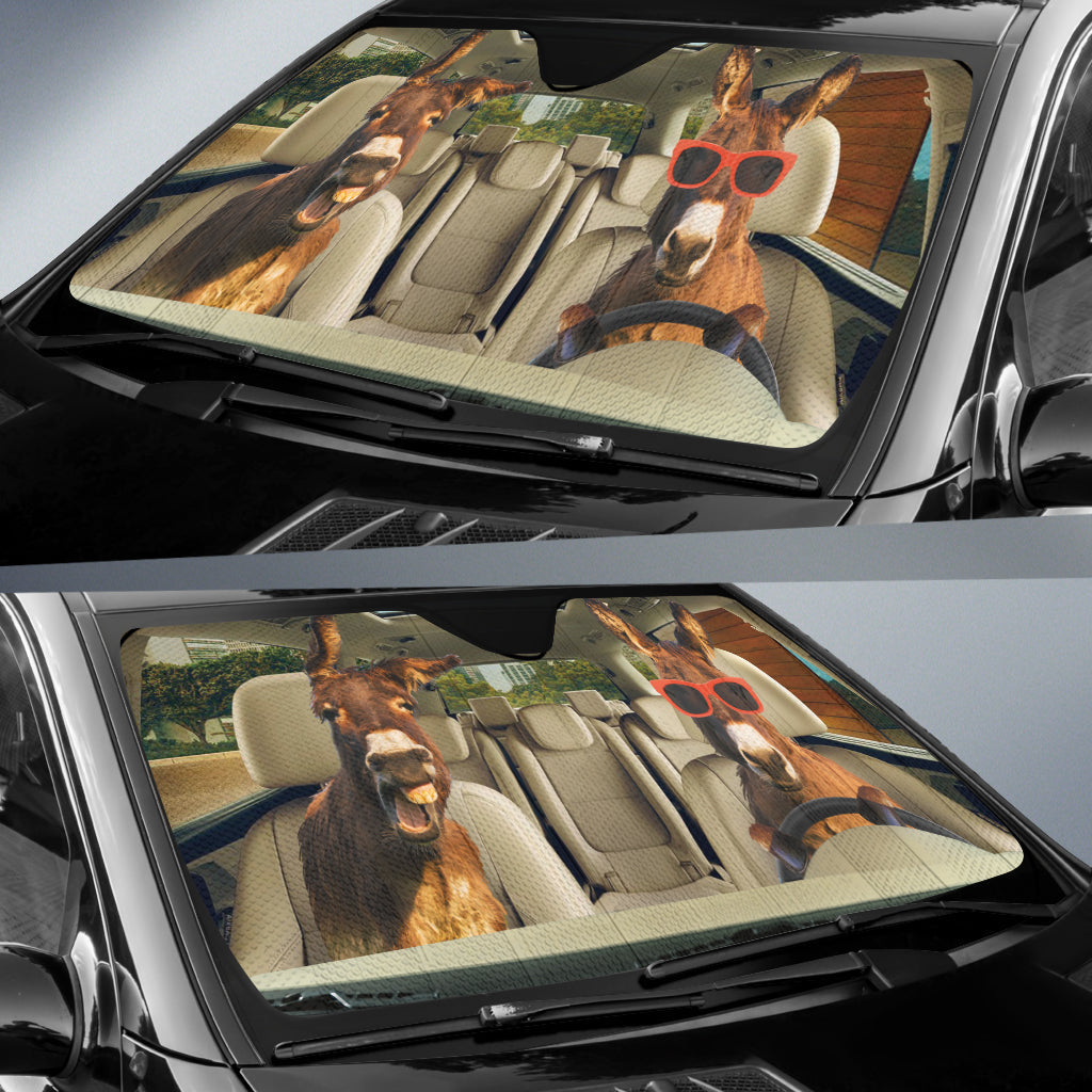 Couple Donkeys Driving Printed Car Sun Shade/ Summer Car Sunshade