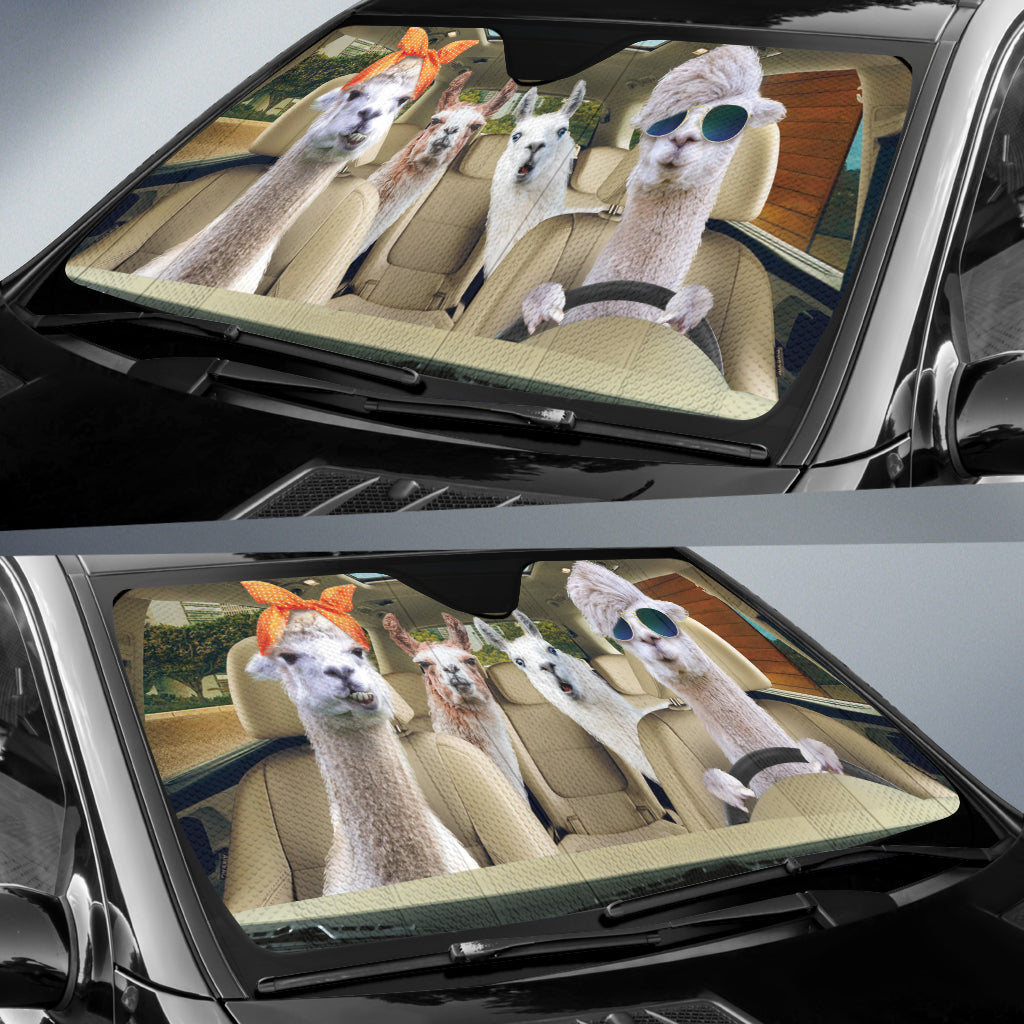 Llamas Driving Car Sun Shade/ Animal Car Sunshade Windshield