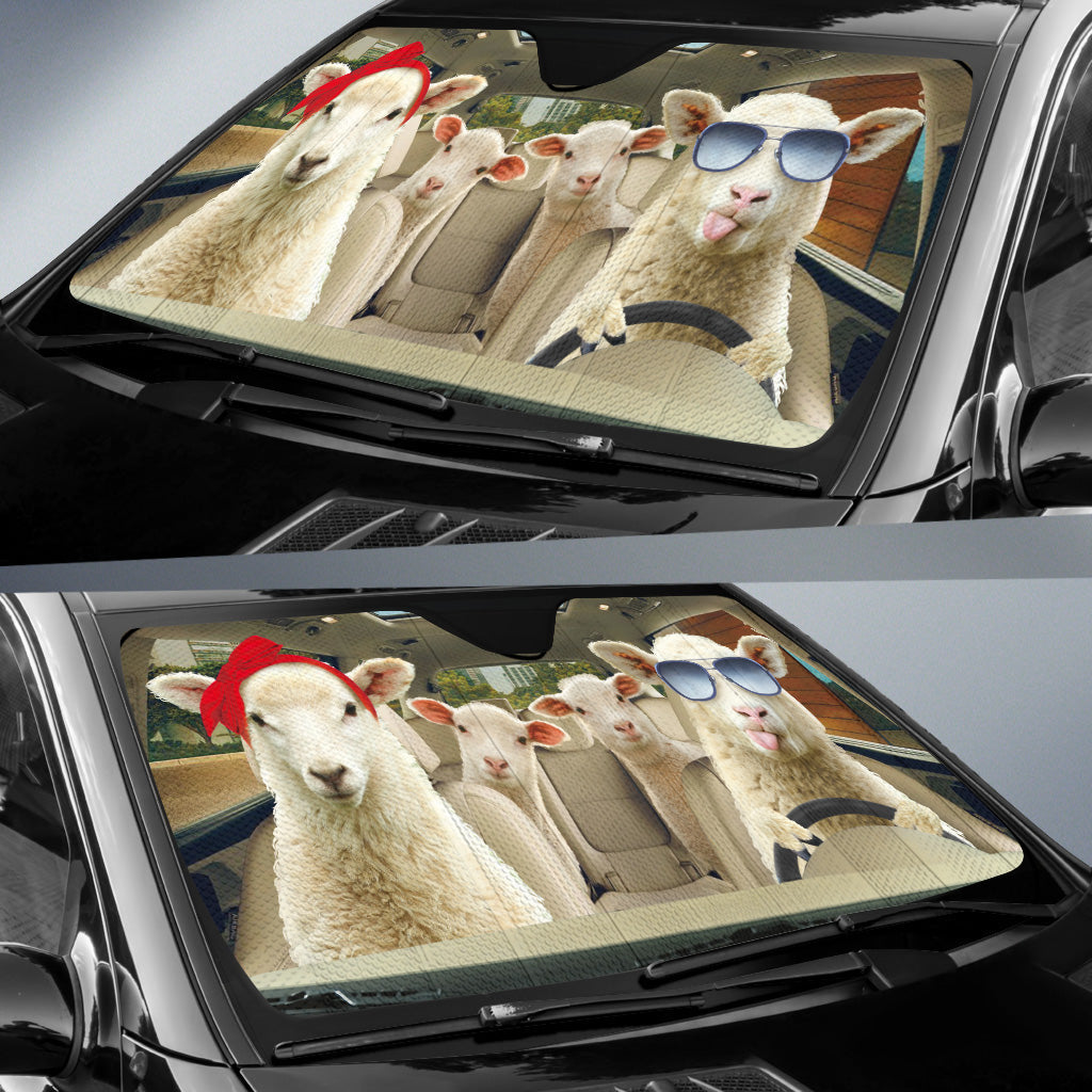 Driving Sheep All Over Printed 3D Sun Shade Car Cover/ Best Sun Shade Car
