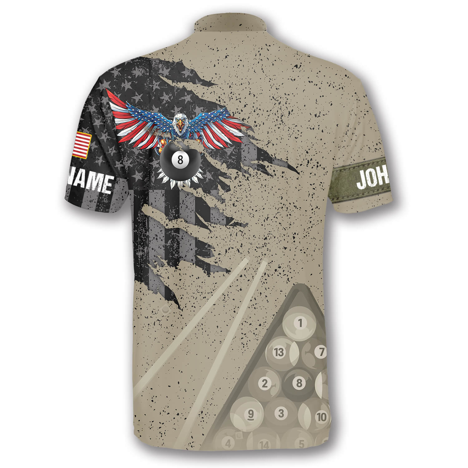 Eagle Retro American Flag Custom Billiard Jerseys for Men/ Uniform Shirt for Billiard Team