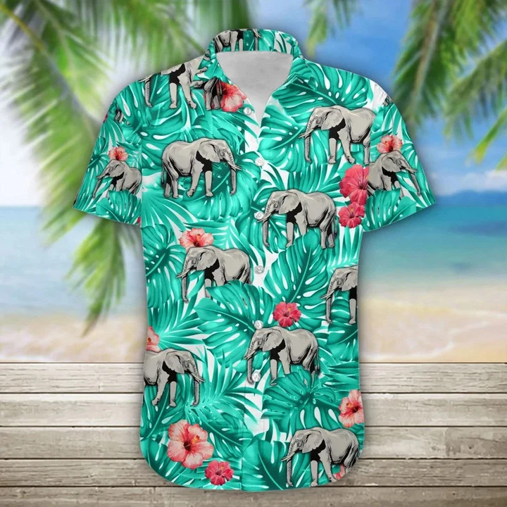 Elephant Awesome Tropical Jungle Design Hawaiian Shirt