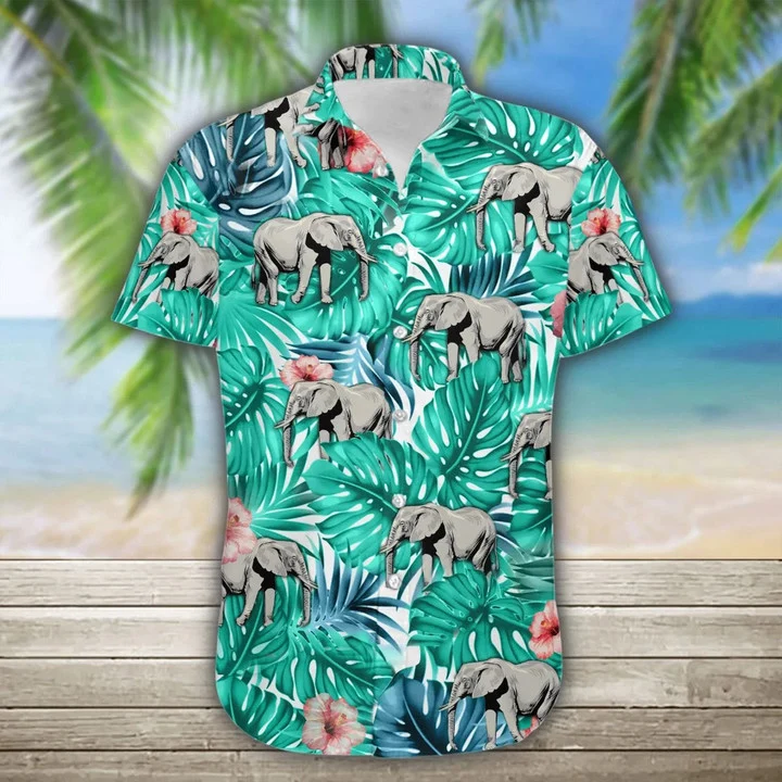 Elephant Wild Animal Tropical Jungle Design Hawaiian Shirt