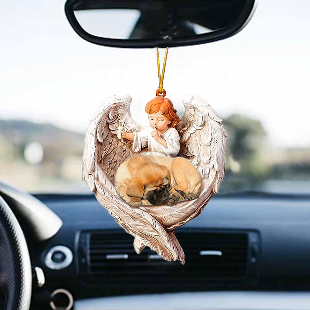 Sleeping Mastiff Protected By Angel Car Hanging Ornament Angel Protect Dog Ornament