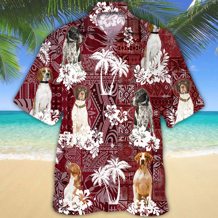English Pointer Red Hawaiian Shirt/ Gift for Dog Lover Shirts/ Animal Summer Shirts