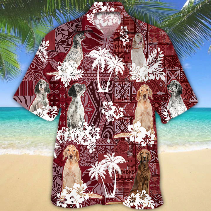 English Setter Red Hawaiian Shirt/ Gift for Dog Lover Shirts/ Animal Summer Shirts