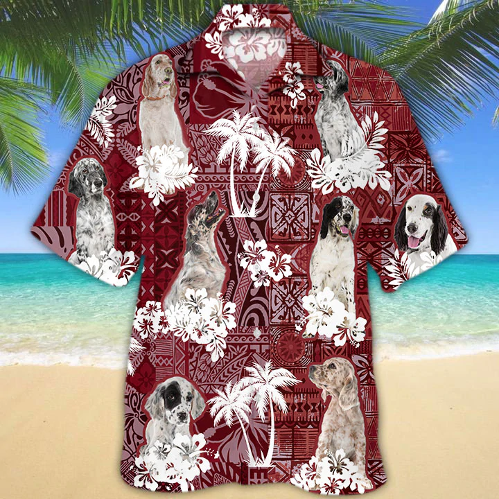 English Setter 2 Red Hawaiian Shirt/ Gift for Dog Lover Shirts/ Animal Summer Shirts