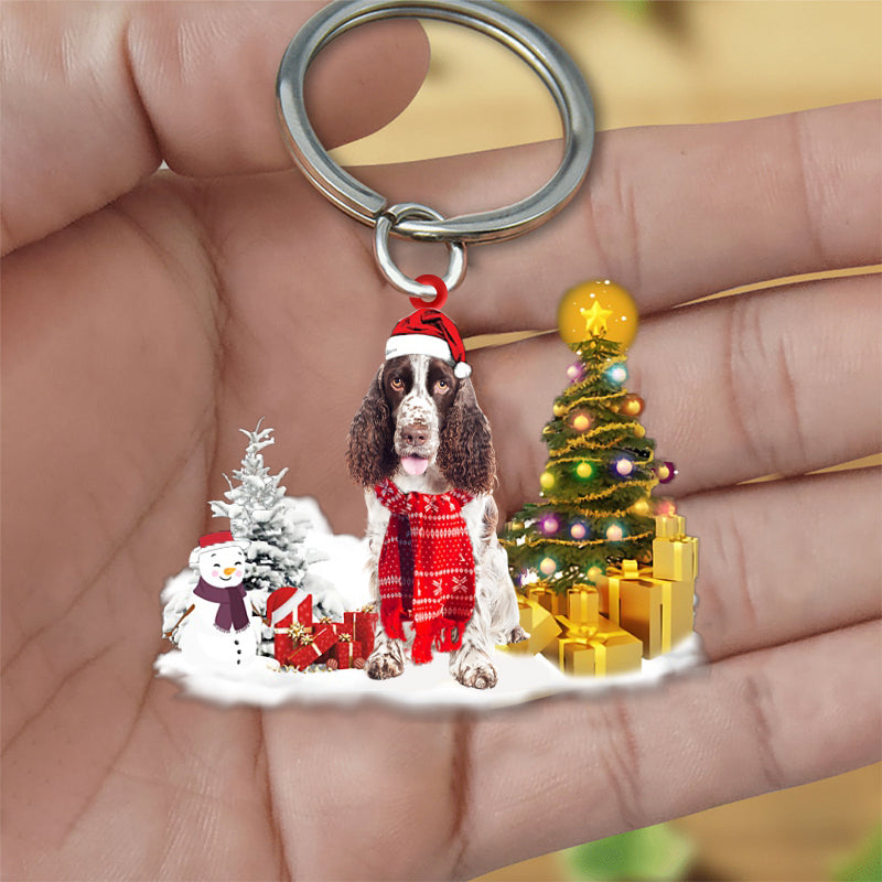 English Springer Spaniel Early Merry Christmas Acrylic Keychain Dog Keychain