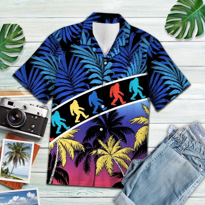 Enjoy The Vacation Tropical Coconut Palm Bigfoot Hawaiian Shirt for Men/ women