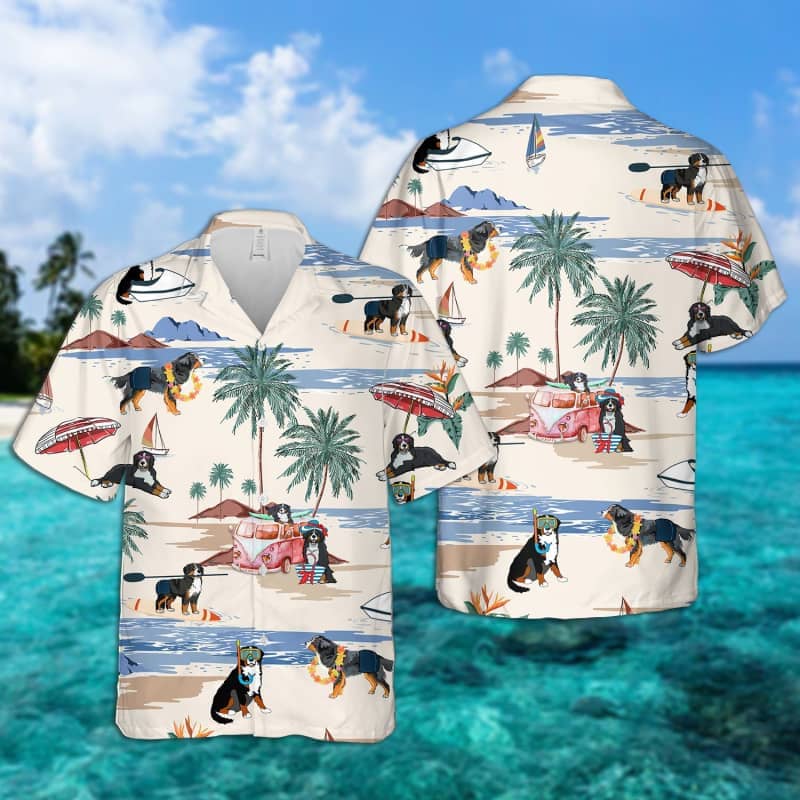 Entlebucher Mountain Summer Beach Hawaiian Shirt/ dog beach Short Sleeve Hawaiian Shirt