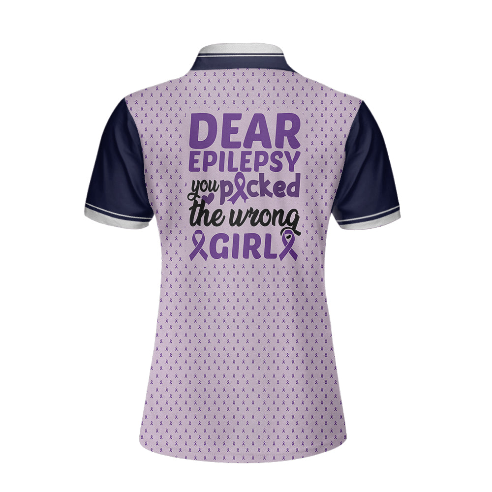 Epilepsy You Picked The Wrong Girl Short Sleeve Women Polo Shirt/ Epilepsy Awareness Shirt For Ladies/ Cool Epilepsy Support Gift Coolspod